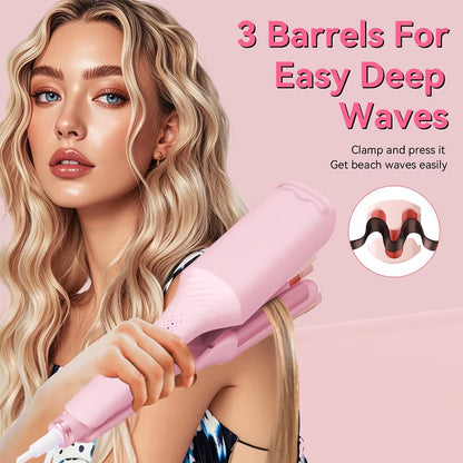 1.25 Inch Deep V-Shaped Hair Curling Iron Ghost Waves Wave Perm Tourmaline Hair Curler with Multiple Temperature Her'S Gifts